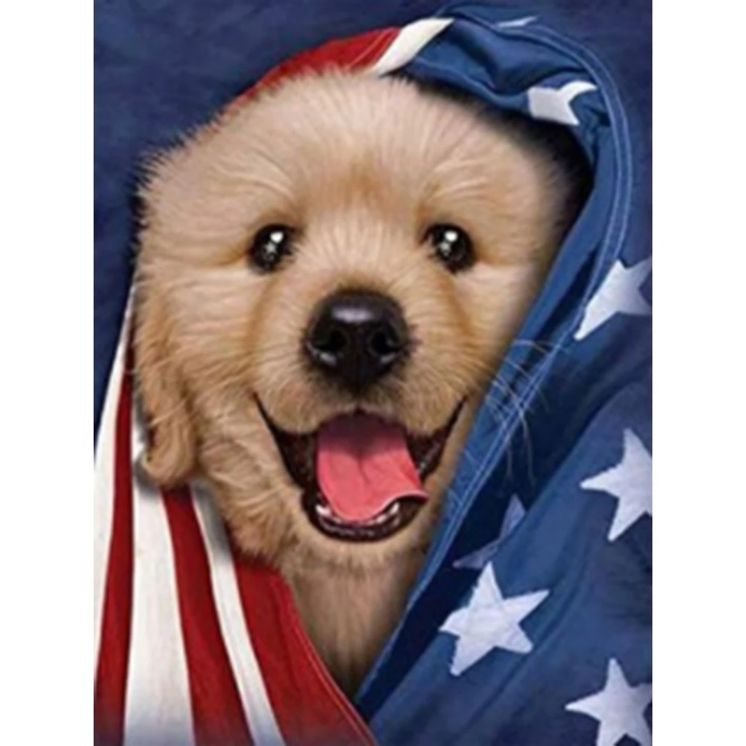 Алмазная живопись 5D сделай сам животное собака флаг США полная вышивка крестиком