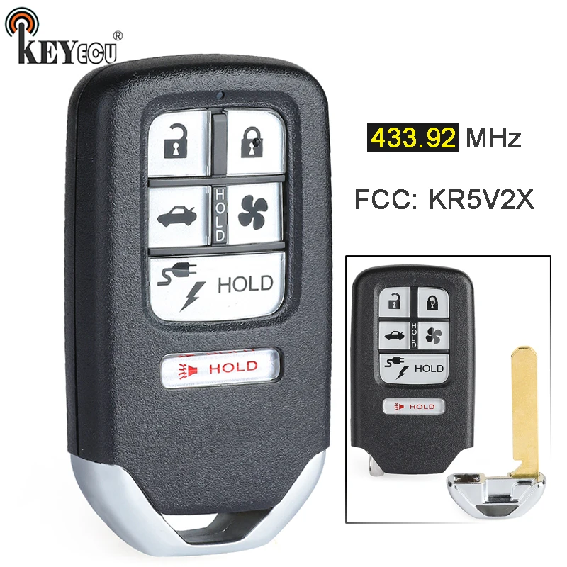 KEYECU 433 92 МГц KR5V2X A2C98676600 Замена 5 + 1 6 кнопок умный дистанционный ключ брелок от