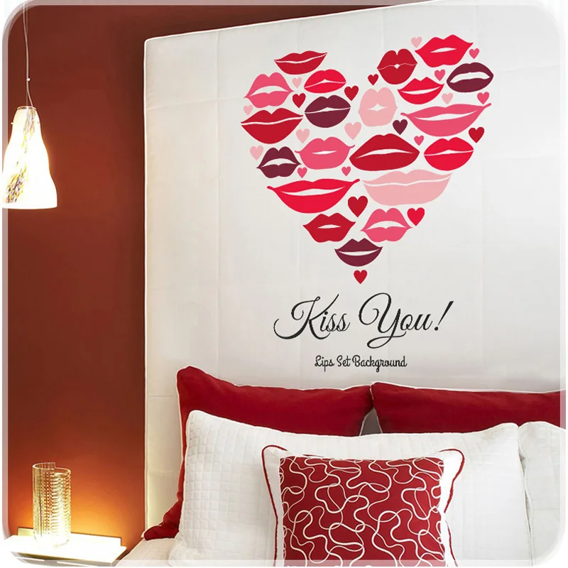 

Romantic red lips combination Wall Sticker Wedding decoration art Decals living room Mural Home Decor love Wallpaper stickers
