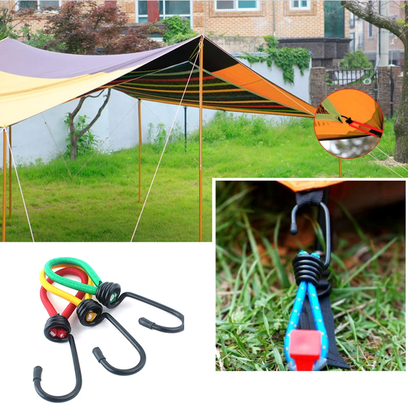 

1Pcs Outdoor Camping Elastic Rope Tent Bungee Rope Fastener Tape Canopy Luggage Stretch Buckle Ground Nail Strap