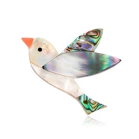 1 pcsbag retro natural colorful abalone shell brooch cute birds coat scarf brooch elegant womens jewelry banquet party 40x46mm