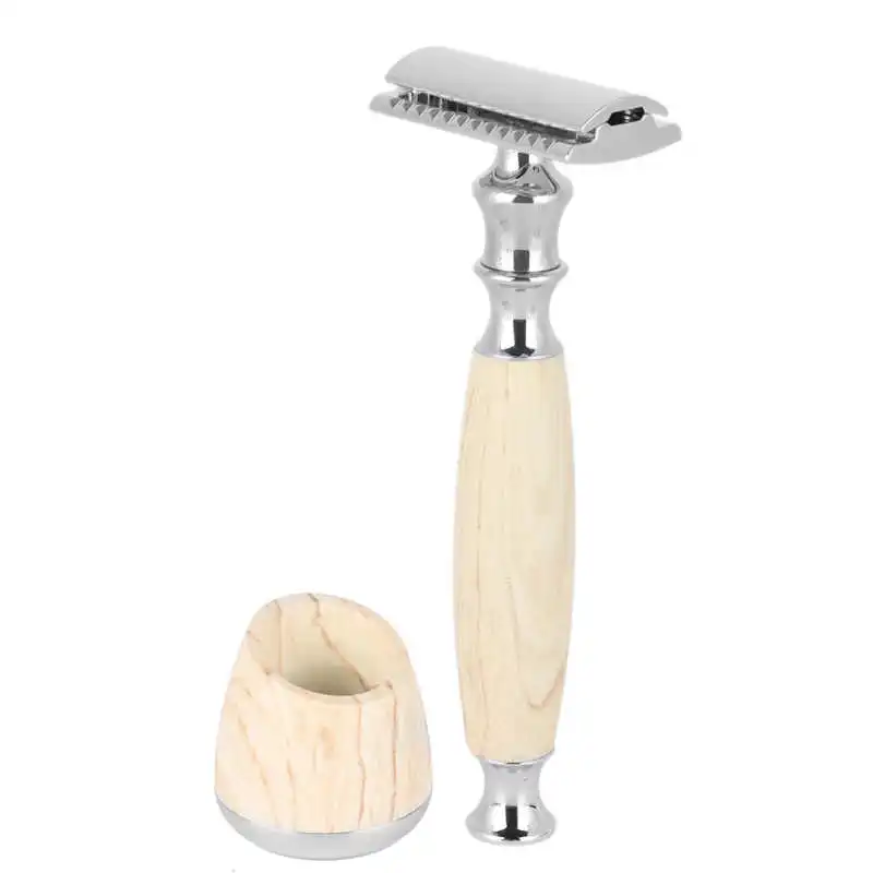 

Электробритва машинка для стрижки бороды и усов; Винтаж ручка бритвы деревянной ручкой ручной бороды бритва Double Edge Безопасная для Для мужчи...