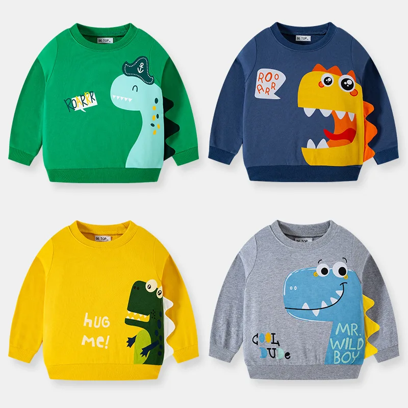 

HoneyCherry Spring and autumn new boys sweatshirts cartoon three-dimensional dinosaur sweater kids sweatshirt