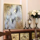 Абстрактная Золотая картина маслом на холсте для гостиной, печать на холсте, современный настенный постер, картина для интерьера, лофт, домашний декор