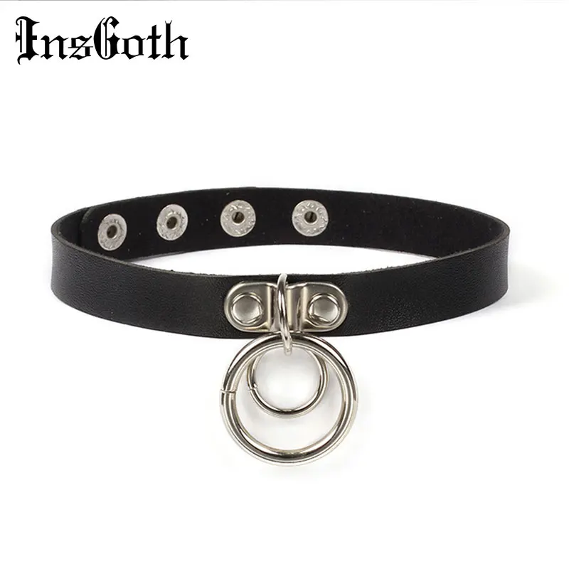 Женское колье чокер из ПУ кожи в готическом стиле|Ожерелья с подвеской| |