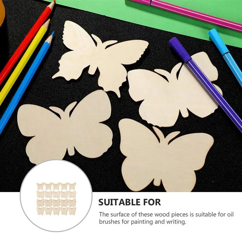 

20Pcs Wooden Slices Unfinished Painting Platform Simple DIY Crafts (Wood Color)