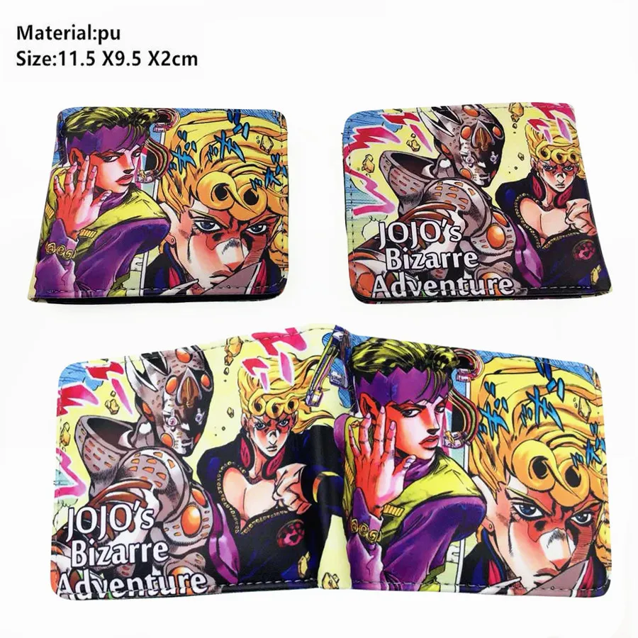 Аниме JoJo's Необычные Приключения Pu короткий кошелек Двойные фото держатель для карт слой кошелек кожа Мальчики Девочки Монета на молнии карман moneybag