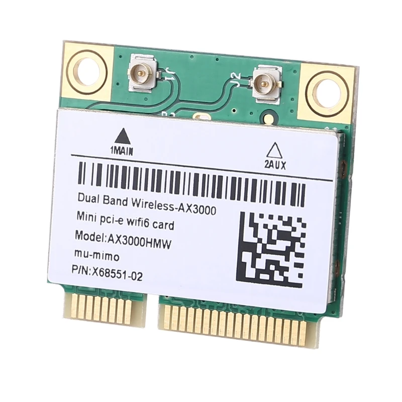 

2974Mbps Wifi 6 Dual Band AX3000 Wireless Half Mini PCI-E Network Wlan Wifi Card Bluetooth 5.0 802.11ax/ac 2.4Ghz/5Ghz