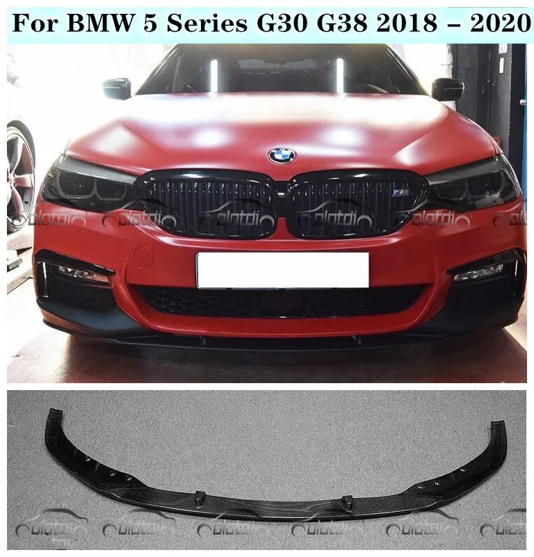 

NEW High Quality ABS Black & Carbon Fiber Bumper Front Lip Protector Cover Fits For BMW 5 Series G30 G38 2018 2019 2020