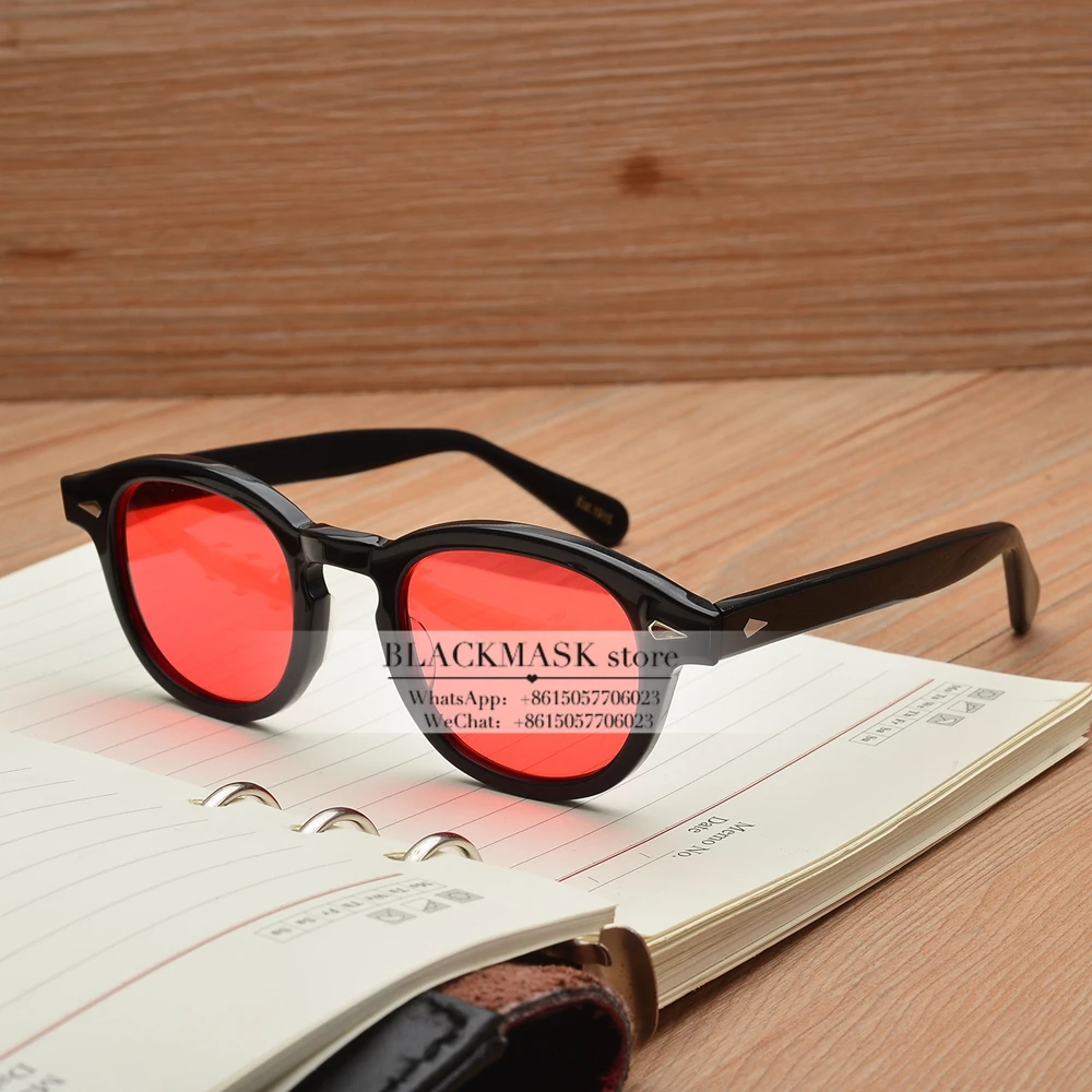 Новинка, винтажные Круглые Солнцезащитные очки из ацетата, lunette soleil femme, Ретро стиль, брендовые дизайнерские солнцезащитные очки для женщин и мужчин, oculos de sol, красные линзы