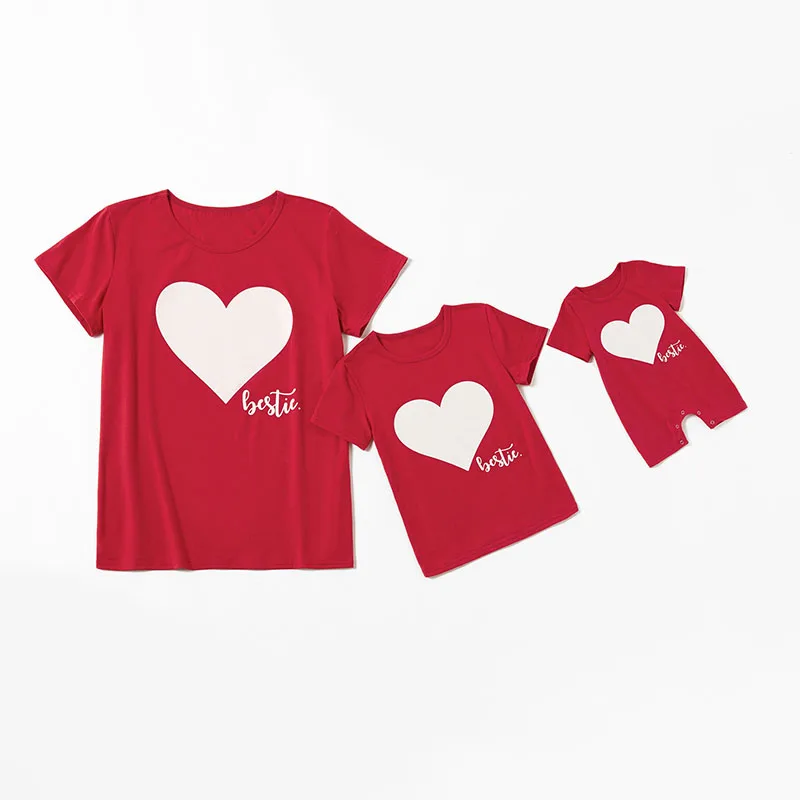 

Family Matching Clothes Cute Mommy And Me Love Printing Summer Short-sleeved Tops Mother Kids Baby Cotton T-Shirt