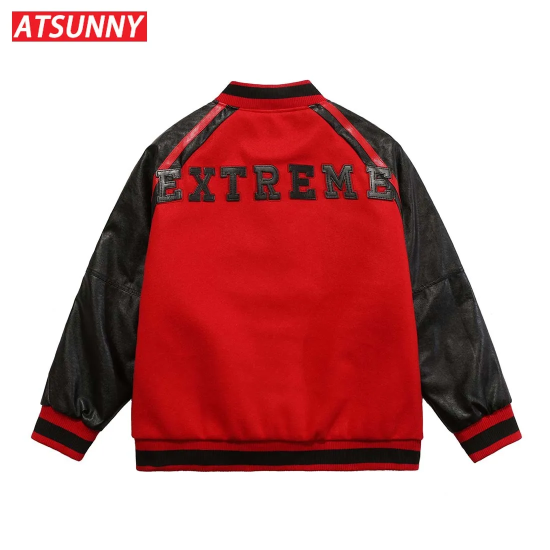 ATSUNNY Retro American Street Parkas Highneck Warm Padded Jacket Color Match Design Padded Coat Autumn and Winter Cotton Clothes