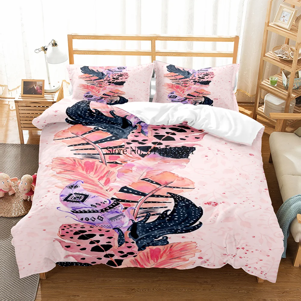 Богемные модные 3d постельные принадлежности набор пододеяльников из перьев