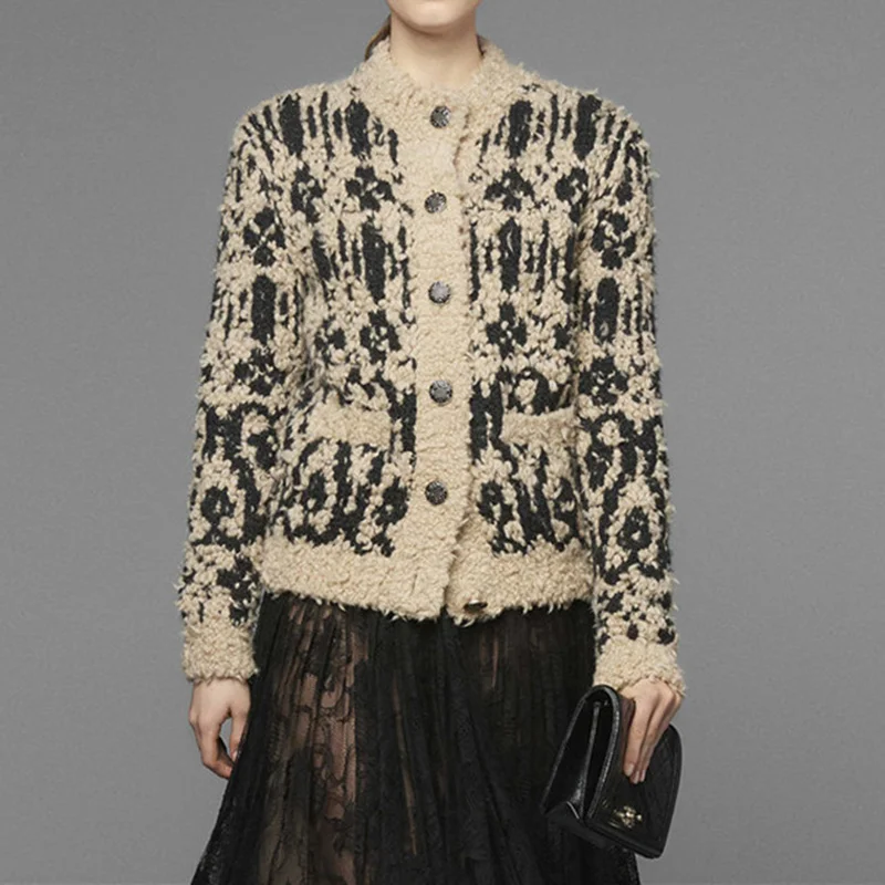 Зимний теплый вязаный кардиган для женщин 2019 роскошный подиумный винтажный