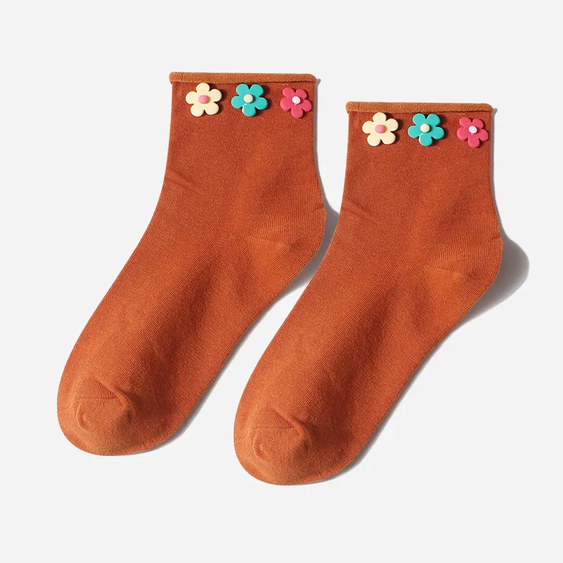 2019 новые женские Короткие хлопковые носки с милыми цветами нежные вязаные