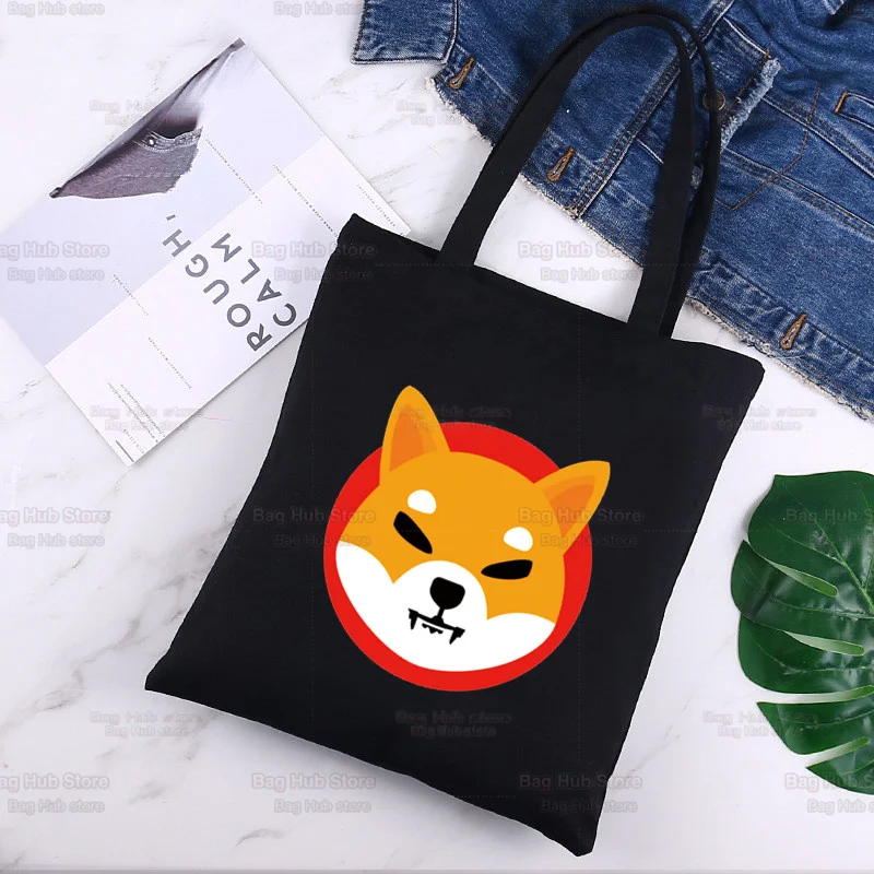 

Shib Coin Shiba Crypto Doge Killer Shiba Inu Coin Canvas Bag Harajuku Black Shopper Bag Casual Summer Shoulder Bags