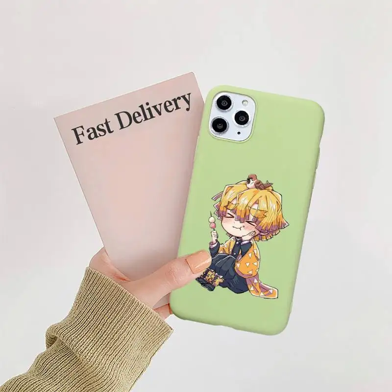 

Demon Slayer Agatsuma Zenitsu Phone Case Candy Color for iPhone 11 12 mini pro XS MAX 8 7 6 6S Plus X SE 2020 XR