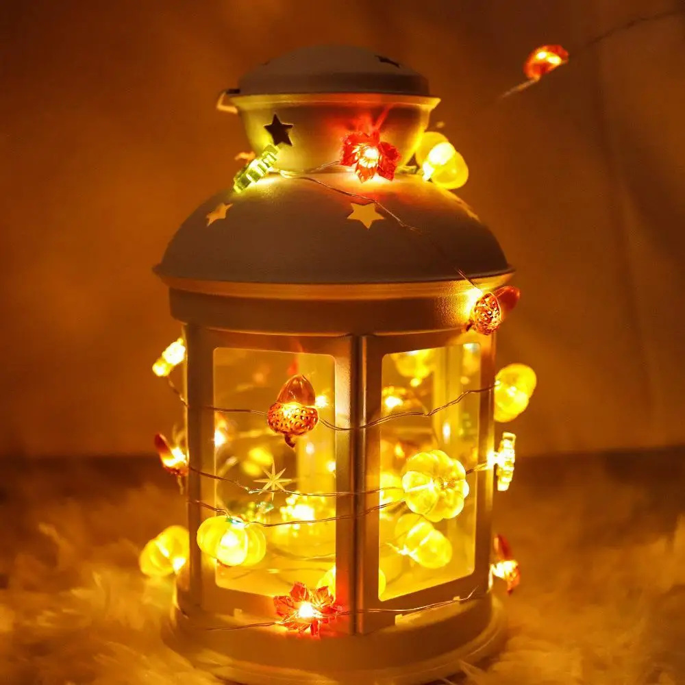 

Adeeing 30LEDs String Light Acorn Maple Leaf 3D Pumpkin Lantern Lamp for Halloween Decor