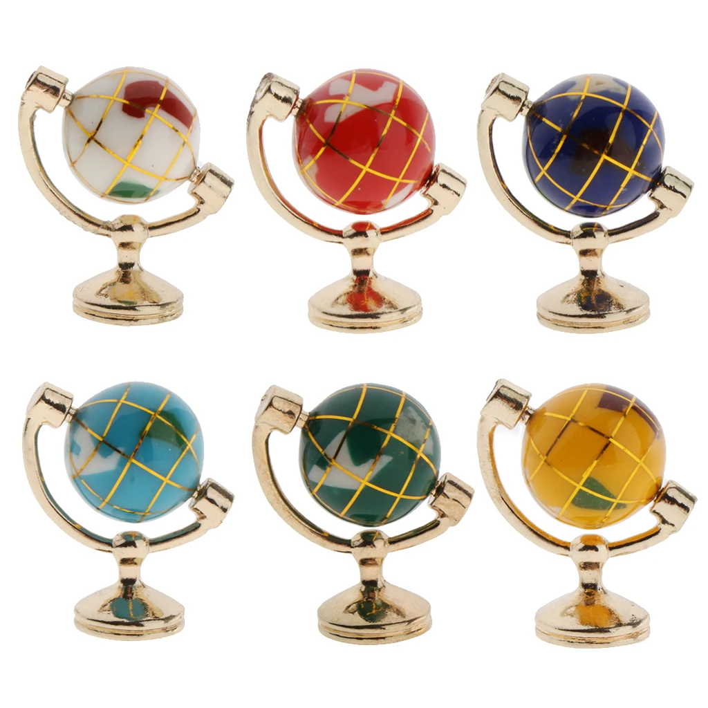 

12th Dolls House Simulation Mini Globe Model Golden Stand Living Room Decor