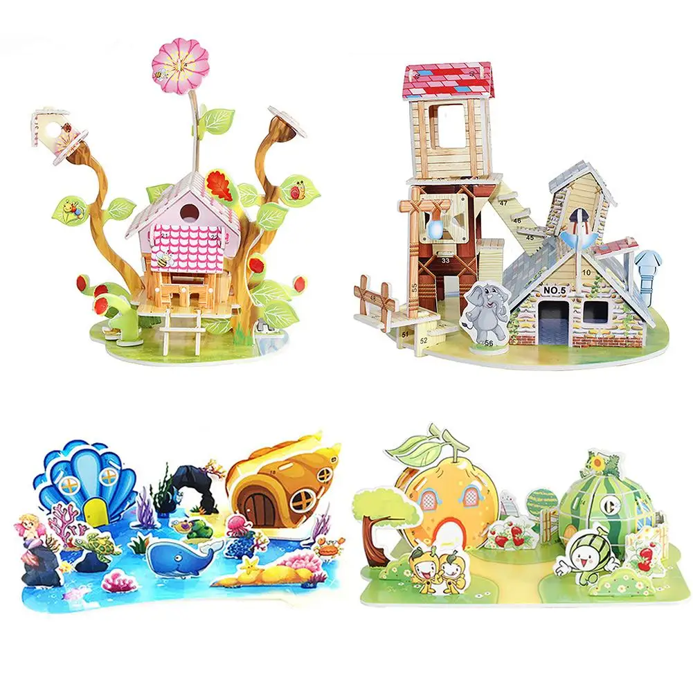 Детская 3D игрушка головоломка сделай сам фруктовый цветок дом причал модель