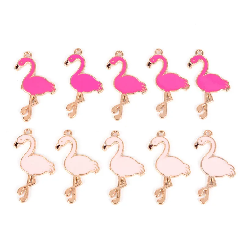 10 шт./лот сплав Фламинго белка Эмаль Подвески DIY кулон ювелирные изделия ручной