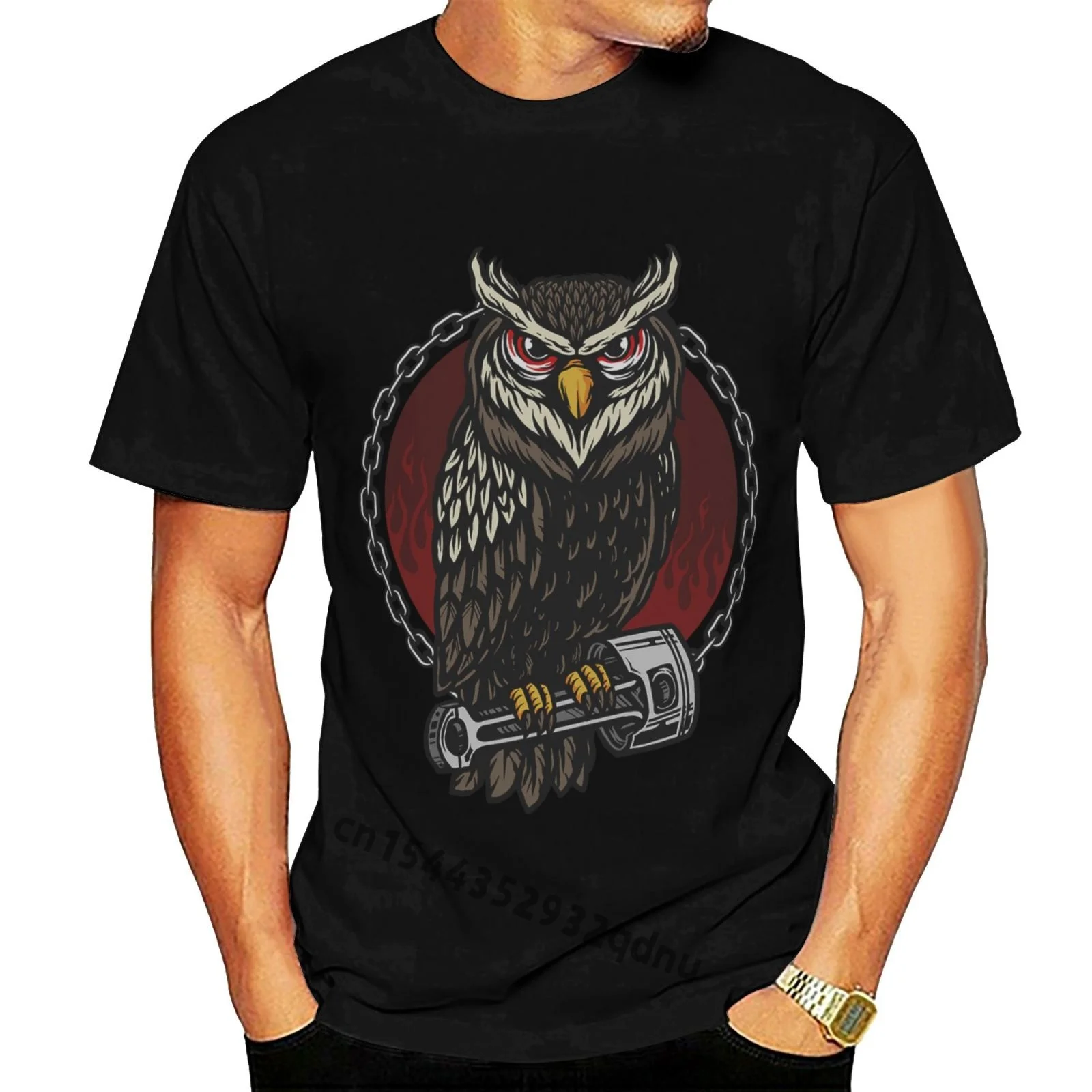 

Men t-shirt Vector Of Owl And Piston tshirt Women t shirt Black S