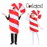 adult and child christmas candy cane cosplay costume halloween christmas and new year family party costume