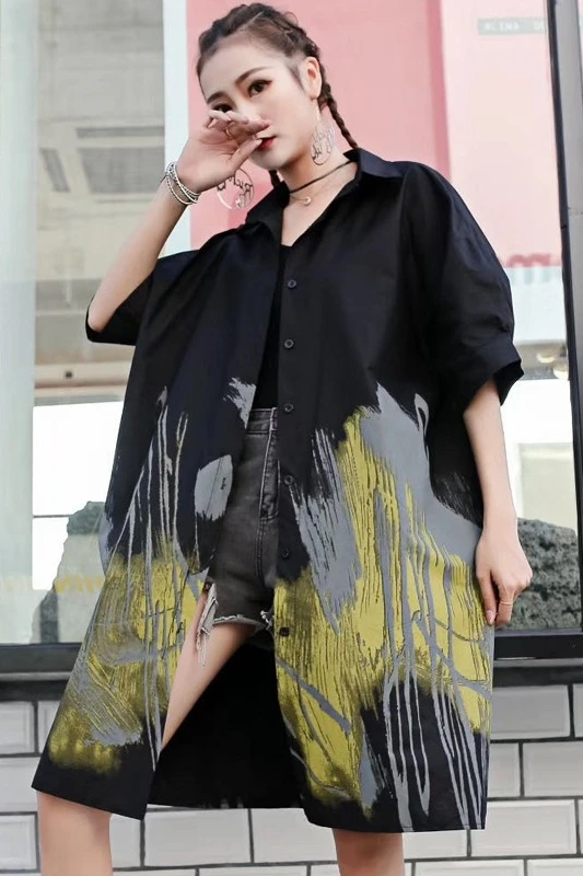 Тайланд tide фирменный галстук-рубашка женская большого размера Ретро стиль с