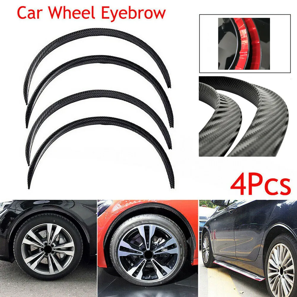 

2022NEW 4Pcs Carbon Fiber Exterior Parts Car Wheel Eyebrow Arch Trim Lips Strip Fender Flare Protector Eyebrow Protectors Car