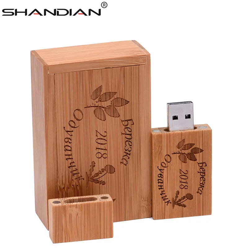 SHANDIAN USB 2 0 Деревянный Маленький Квадратный Блок + коробка флэш накопитель 64 ГБ 32 16 4
