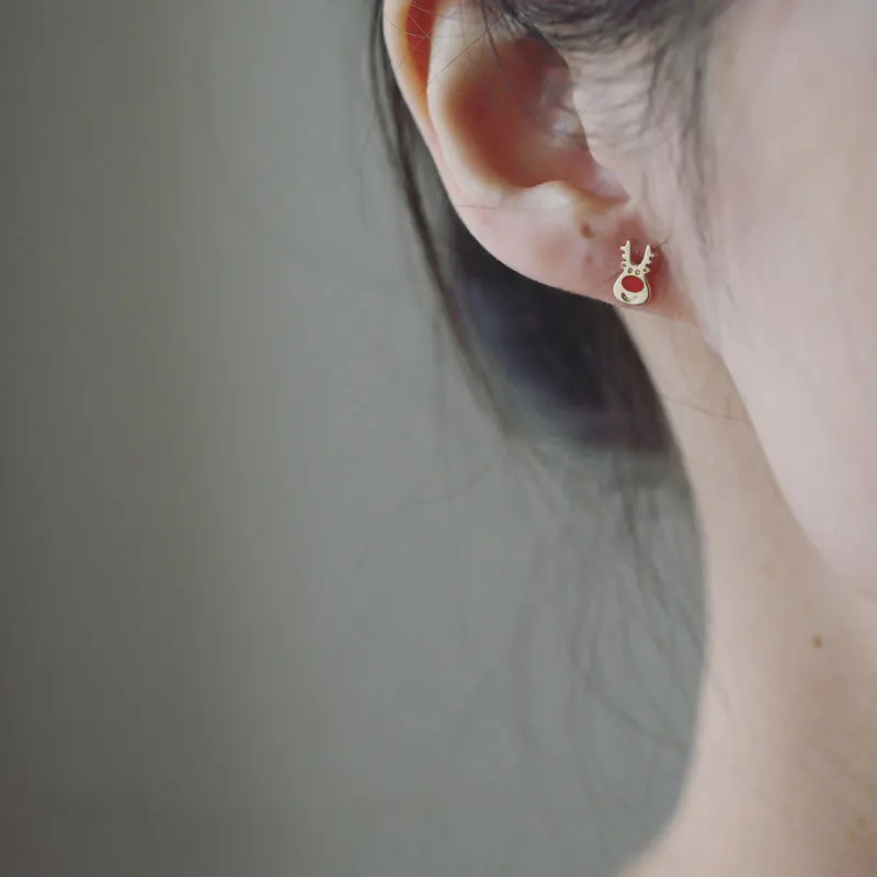 Женские серьги-гвоздики в виде рождественской елки из серебра 100% пробы |