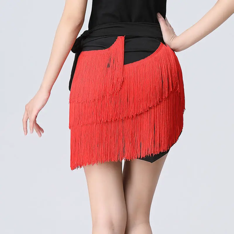 

Latin Dance Skirt New National Standard Modern Dance Waist Triangular Scarf Dance Dress Female Adult Dance Wear