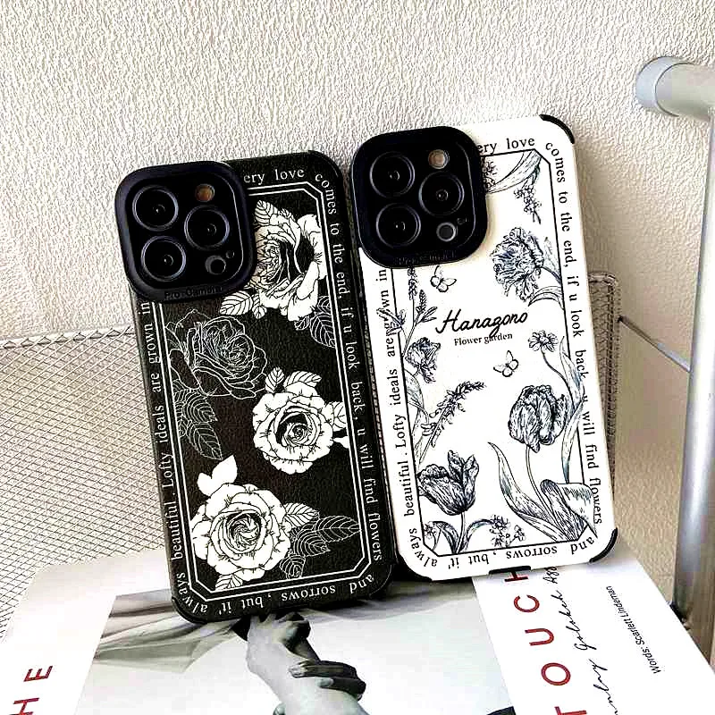 art retro black white flowers soft silicone phone case for xiaomi mi poco x2 f2 m3 pro f3 11 lite 11i 5g shockproof square cover free global shipping