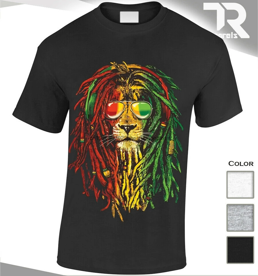 Новая красочная футболка RASTA HAIR BOB MARLEY LION регги Ямайка WAILERS RASTAFARI|Мужские футболки|