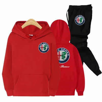 

New Spring Autumn Men Alfa Romeo Car Logo Hoodies Suit Fashion Casual Tracksuit Two Piece Hoodie Pant suit