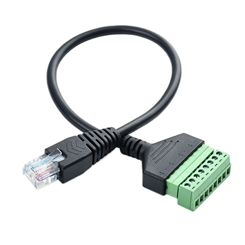 RJ45 Screw Terminal Connector Cable RJ45 Male to 8 Pin Extension Cable Lead for Cat5/6/7 Ethernet Extender AV CCTV DVR