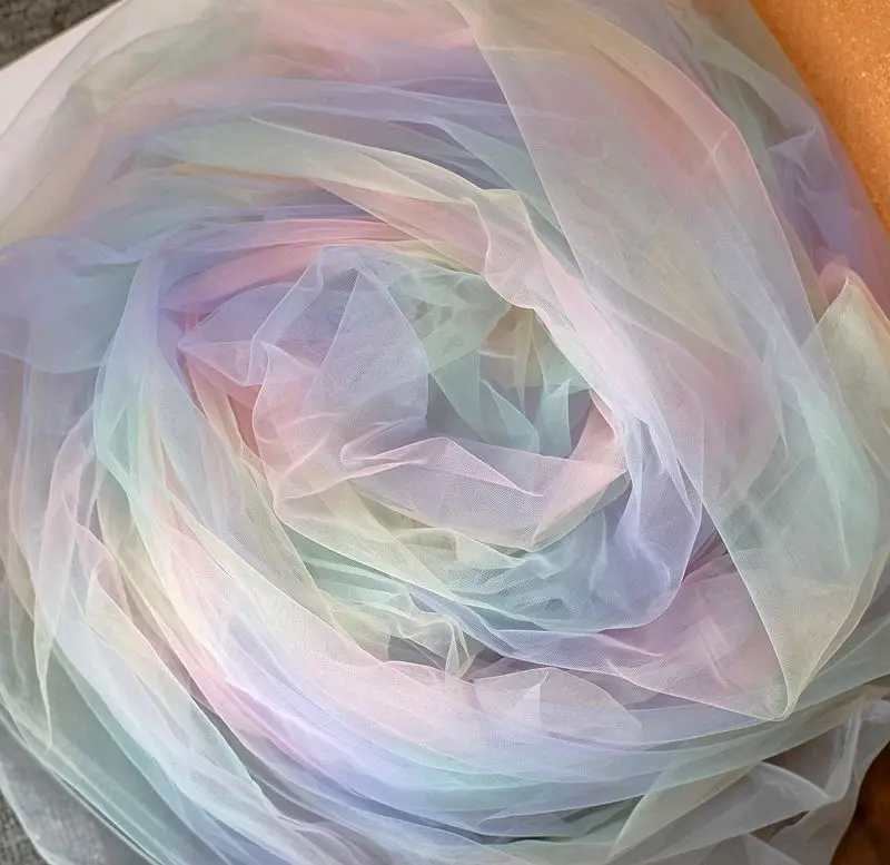 2 метра Тюлевая ткань с радужным градиентом сделай сам шитье юбка-пачка для