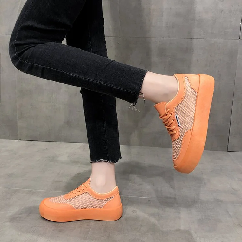 

Net shoes women's summer breathable mesh casual women's shoes 2021 new hot style hollow platform platform white shoes