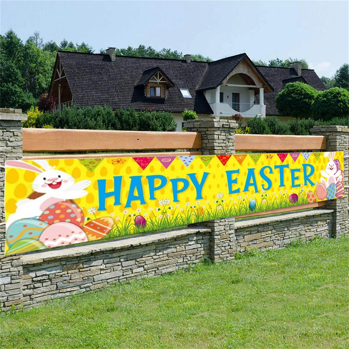 

Easter Banner Happy Easter Hanging Flag Home Decoration Outdoor Garden Family Party Supplies Holiday Hanging Flag Decor