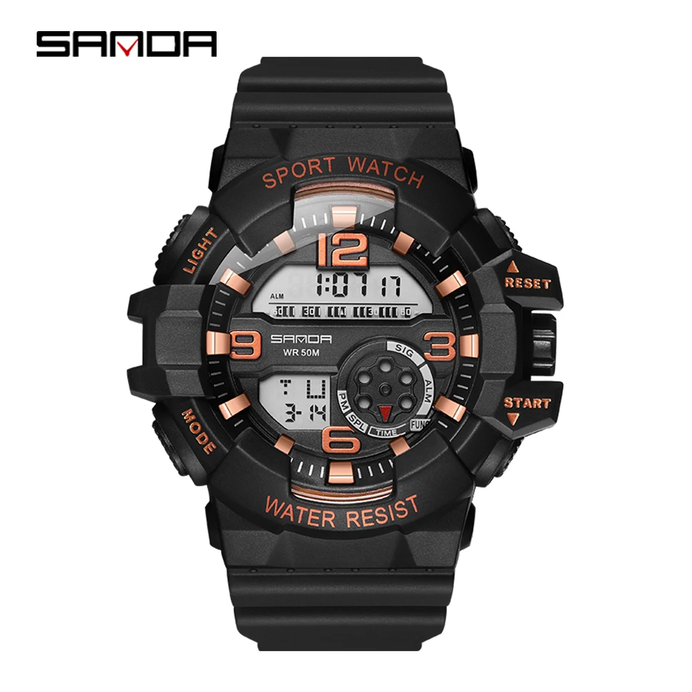 Спортивные цифровые часы SANDA для женщин и мужчин наручные брендовые светодиодные
