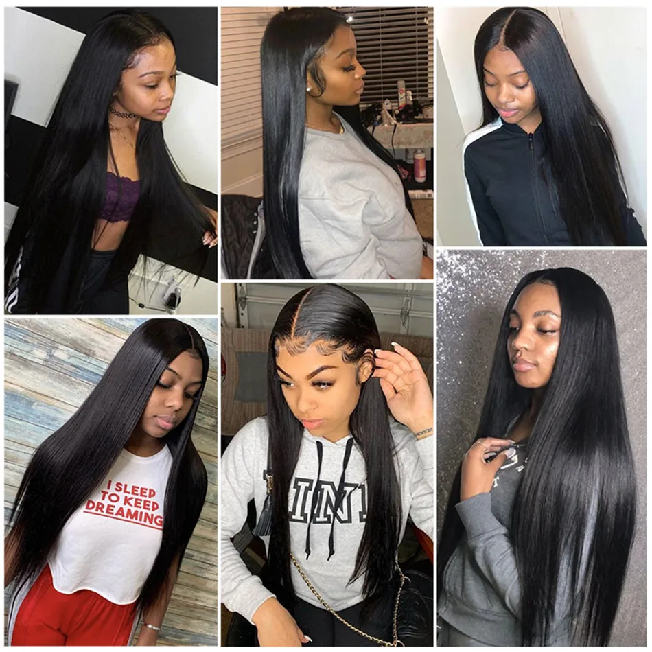

40 Inches Lace Front Human Hair Wigs for Black Women Pre Plucked Peruvian Remy Hair 4x4 Straight Wig Middle T Lace Frontal Wig