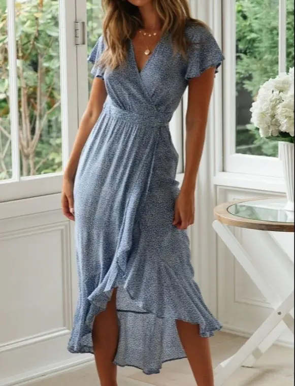 Женское Пляжное Платье макси с цветочным принтом длинное платье в стиле бохо