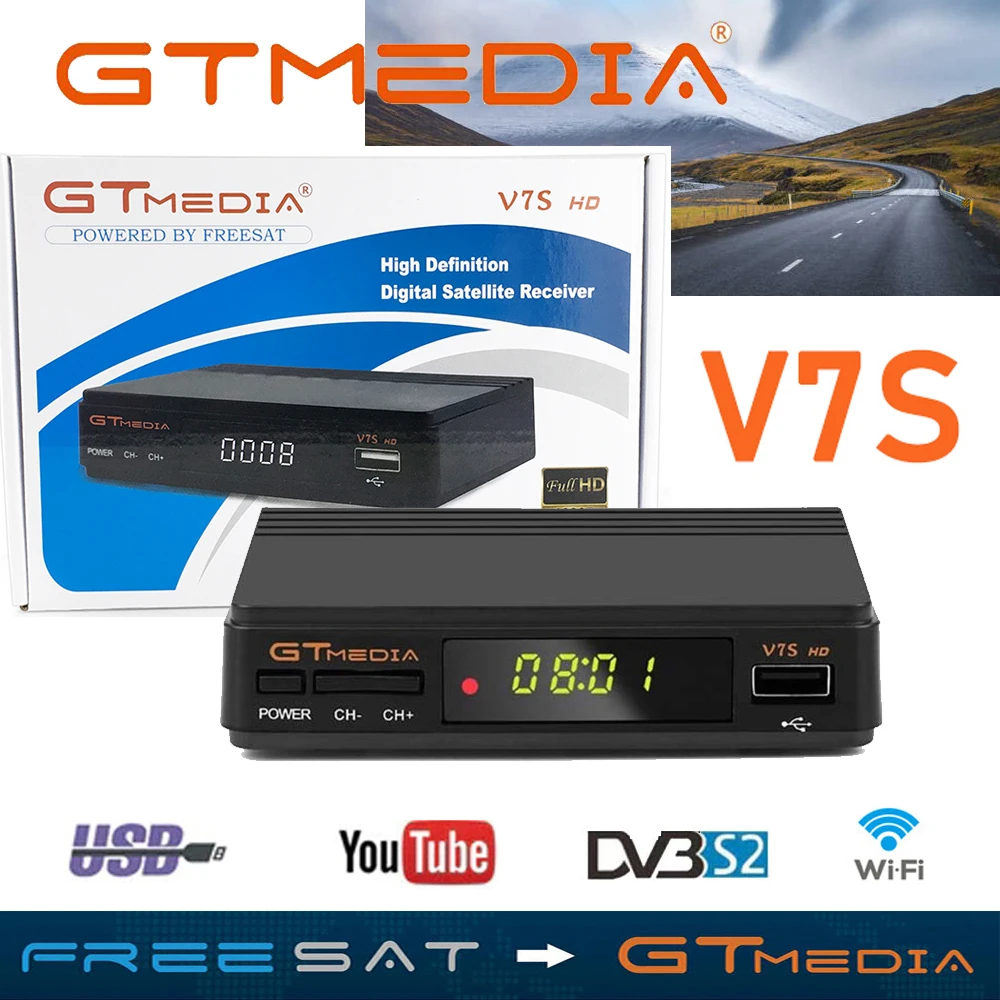 Цифровой ресивер DVB S2 Gtmedia V7S HD 1080P спутниковый ТВ тюнер Box декодер Cline Biss VU PVR WiFi Freesat