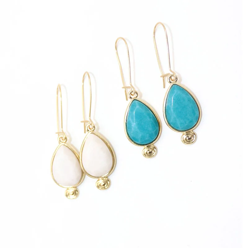 Белые серьги Geen Druzy Stone геометрические в виде капли воды Золотые Brincos Pendientes