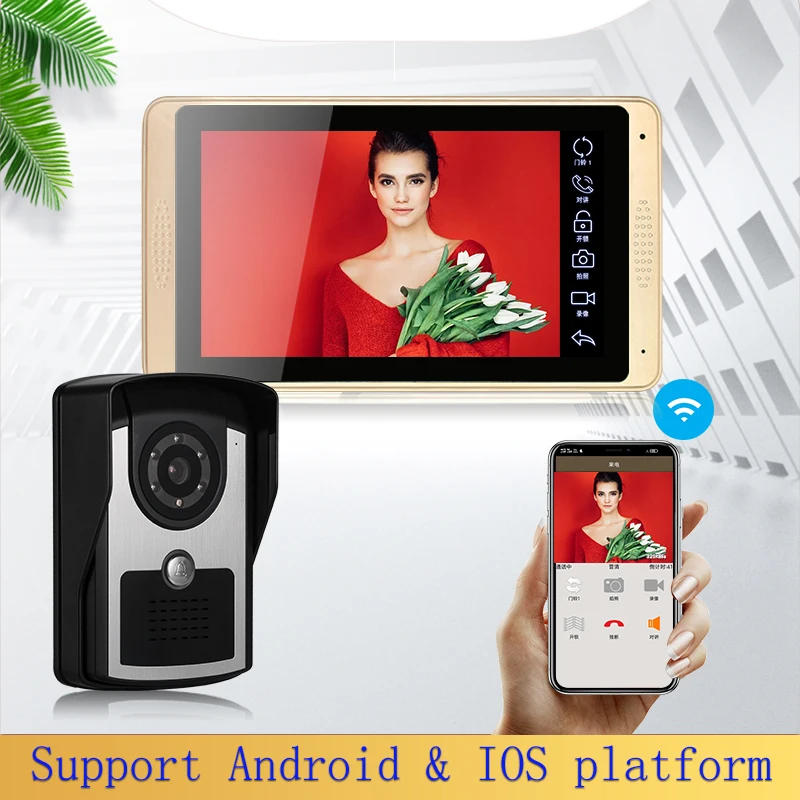SYSD Wifi Video Doorbell with 7 inch Touch Screen Monitor Tuya Intercom Home Security System Infrared Camera
