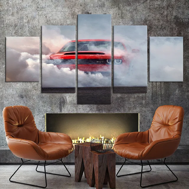 

Modular Prints Pictures Home Decoration 5 Pieces Classic Style Color Cool Car Paintings Office Canvas Frame Poster Wall Art