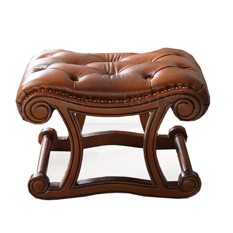 Американский твердый деревянный табурет для ног кожаное кресло качалка ретро