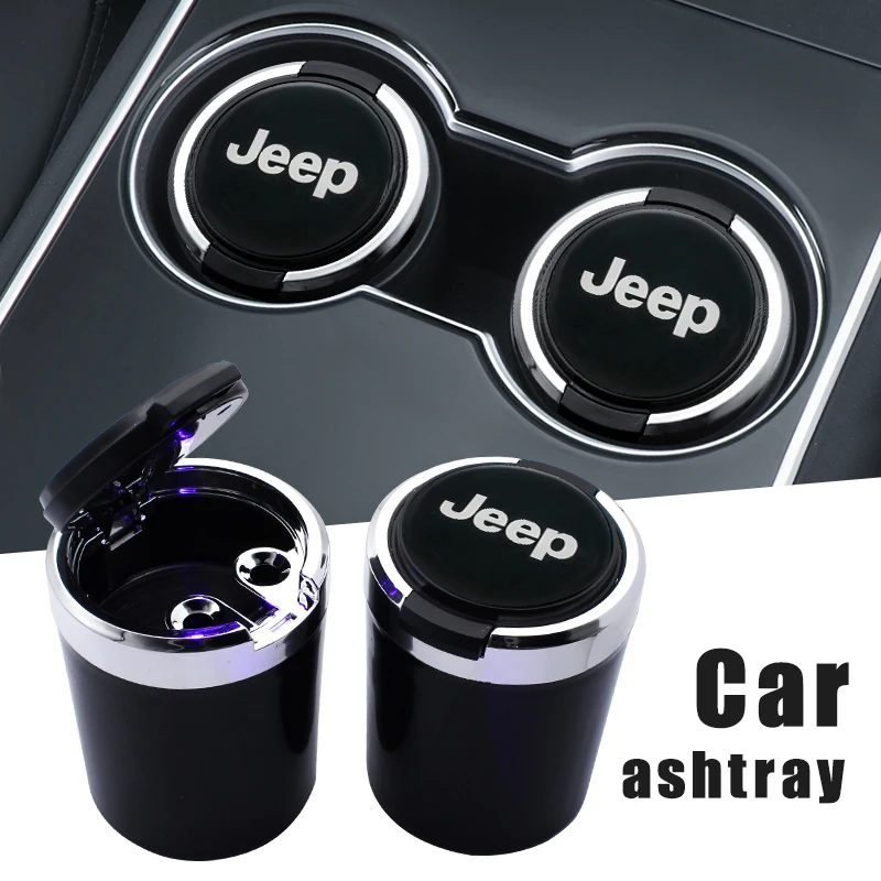 

Car LED Ashtray Cigar Ash Tray Retardant Cigarette Holder Box Auto Styling for Jeep renegade compass grand cherokee wrangler jk