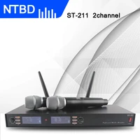 ntbd karaoke party conference st 211 professional dual wireless microphone system cardioid automatic frequency strong signal