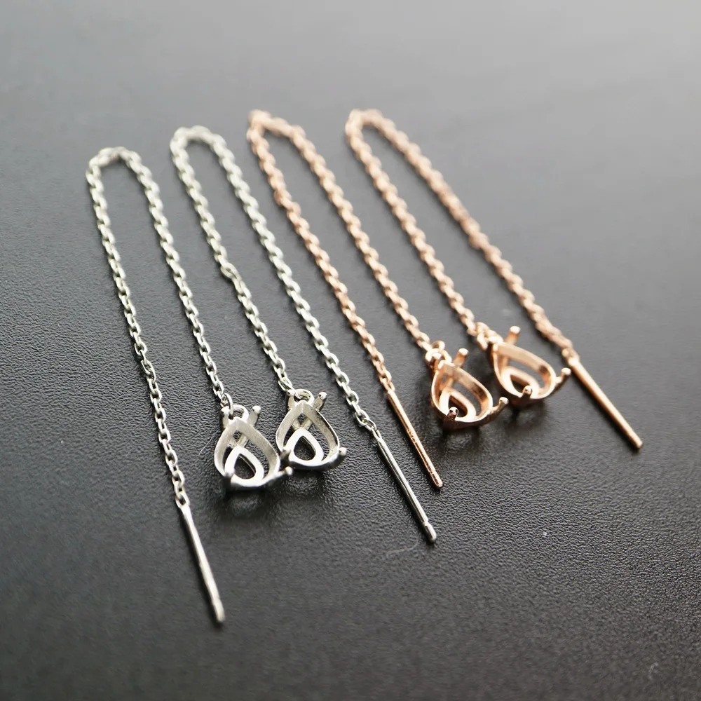 Серьги в форме груши 9 5 см из розового золота однотонные серьги зубца серебра и